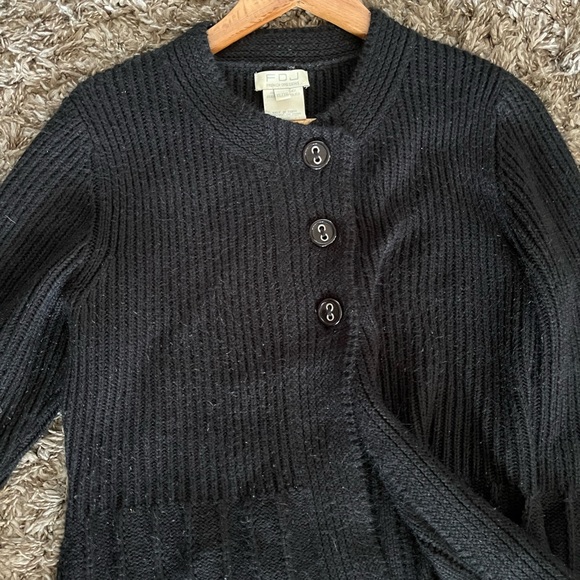 FDJ French Dressing Black Knit Long sweater, 3 buttons, see note ! - Picture 6 of 8